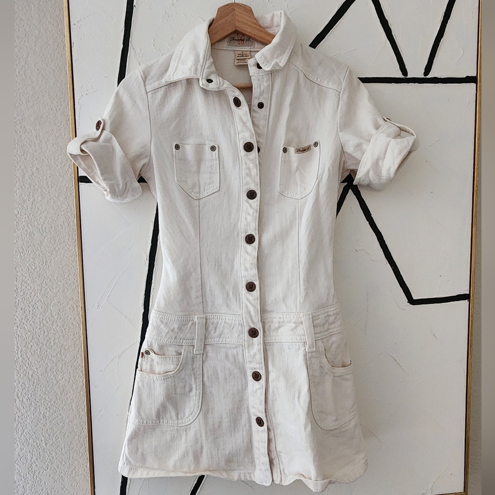 Frankie B Roxanne White Denim Mini Y2K Dress Size 2